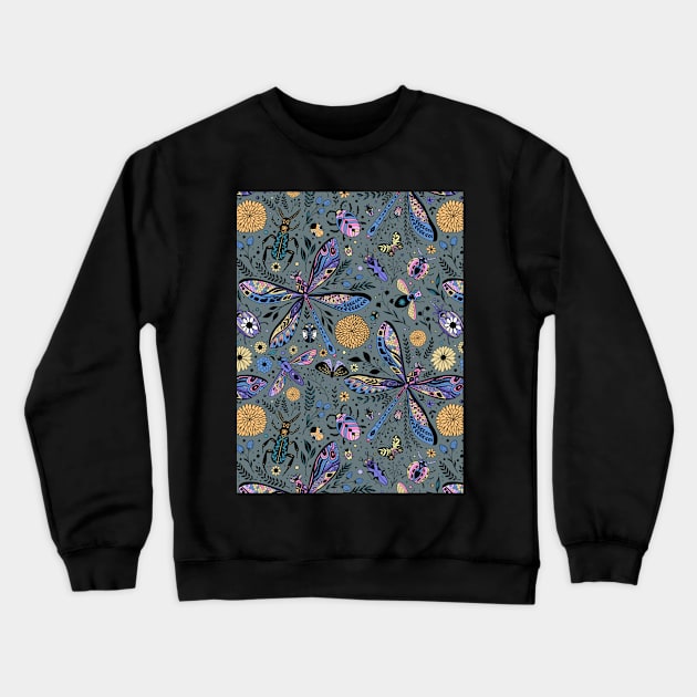 Doodle bugs on slater gray Crewneck Sweatshirt by katerinamk